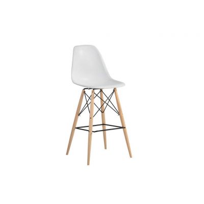 Scaun De Bar din lemn, metal, plastic, alb