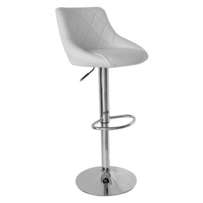 Scaun De Bar din metal, textil, alb, culoare crom