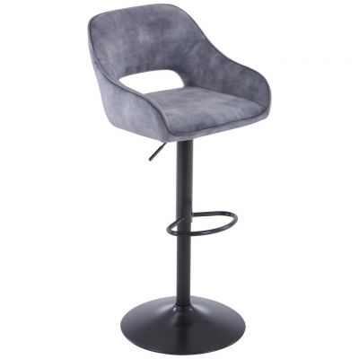 Scaun De Bar din metal, textil, gri, negru