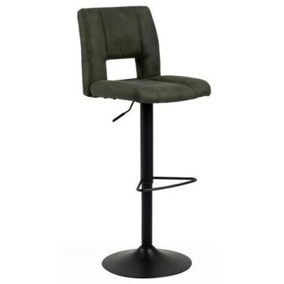 Scaun De Bar din metal, textil, negru, măsliniu