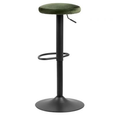 Scaun De Bar din metal, textil, negru, verde închis