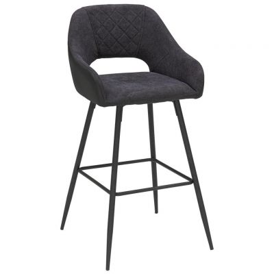 Scaun de bar in metal, textil antracit, negru