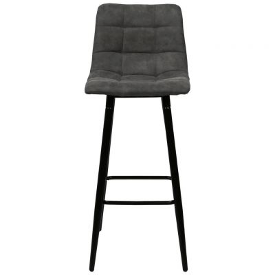 Scaun de bar in metal, textil gri, negru