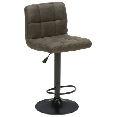 Scaun de bar in metal, textil gri, negru