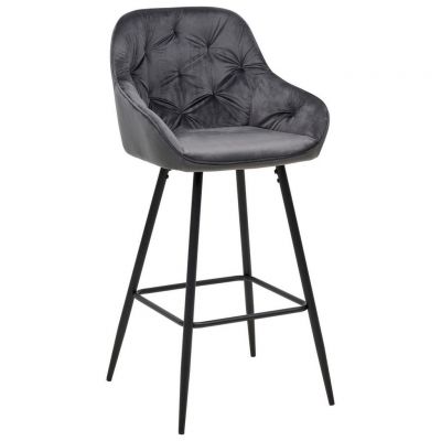 Scaun de bar in metal, textil gri