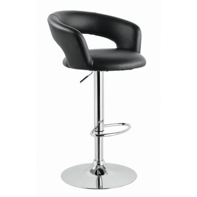 Scaun de bar in metal, textil negru, culoare crom