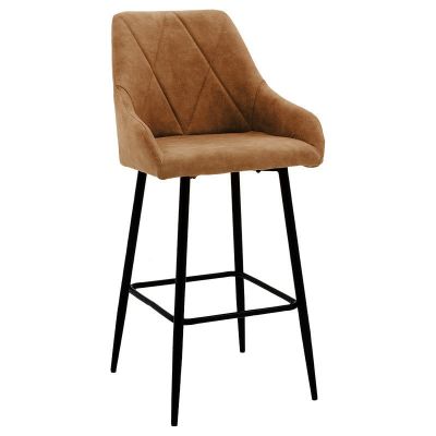 Scaun de bar Model Empower, Negru/Maro antichizat, 49x49x97 cm