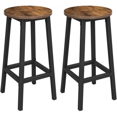 Set 2 scaune de bar Model Kimberly, Maro rustic/Negru, 30x30x65 cm