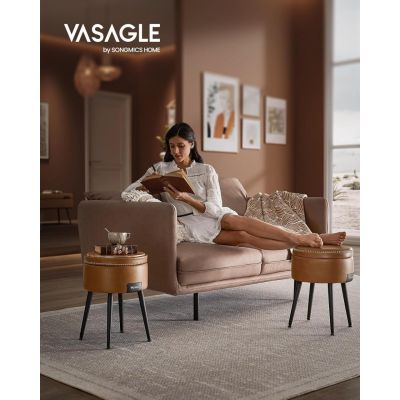 Taburet cu depozitare, Vasagle, Caramel, 32x32x44 cm