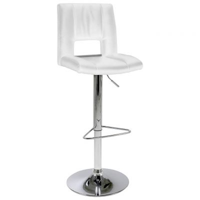 TABURET DE BAR in metal, textil alb