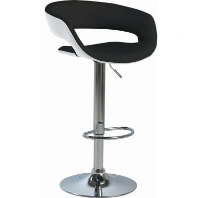 TABURET DE BAR in textil negru, alb