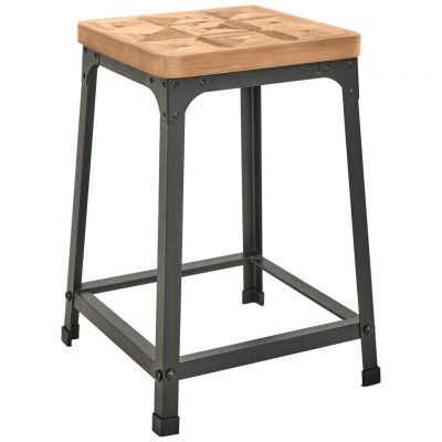 Taburet din lemn, metal, culoare natur, negru {item.attr('143-279')}