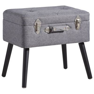 Taburet din lemn, textil, material pe bază de lemn, antracit, negru {item.attr('143-279')}