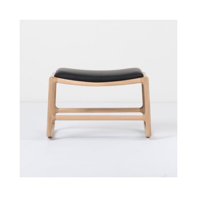 Taburet din piele bovină cu structură din lemn masiv de stejar Gazzda Dedo, negru