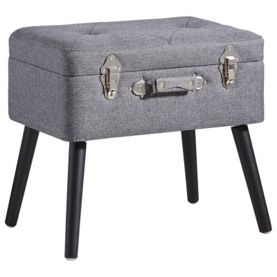 TABURET in lemn, textil, material pe bază de lemn antracit, negru