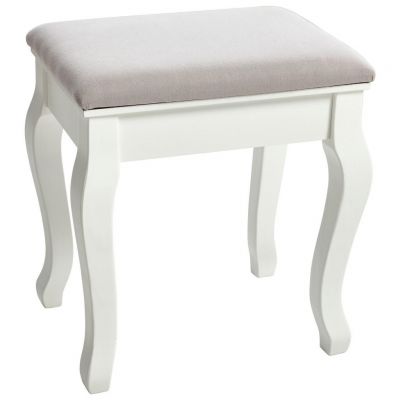 TABURET in lemn, textil, material pe bază de lemn gri, alb