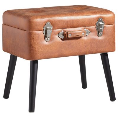 TABURET in lemn, textil, material pe bază de lemn maro, negru