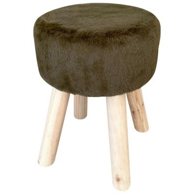 TABURET in lemn, textil, material pe bază de lemn verde închis