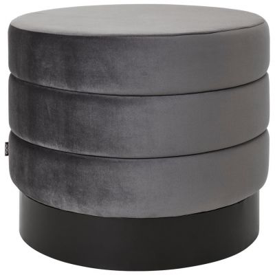 TABURET in metal, textil gri, negru