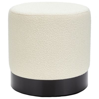 TABURET in metal, textil, material pe bază de lemn alb