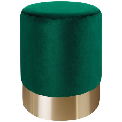 TABURET in metal, textil verde, auriu