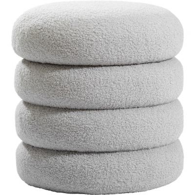 TABURET in textil gri deschis