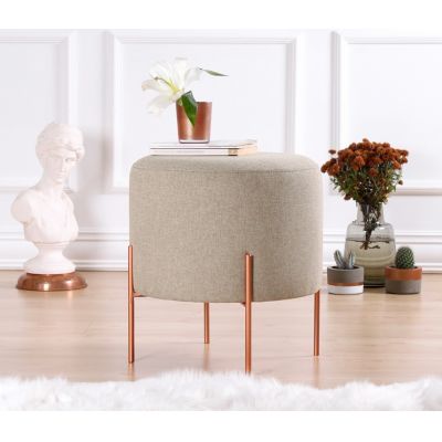 Taburet Monaj Bej inchis rotund 45x47 cm