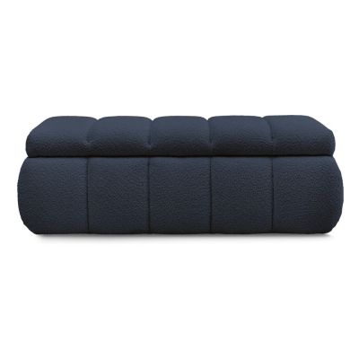 Bancă albastru-închis cu tapițerie din țesătură bouclé – Bobochic Paris