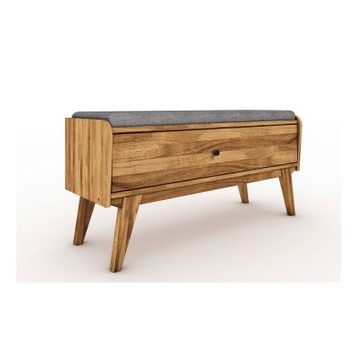 Bancă cu spațiu de depozitare din lemn de stejar cu șezut gri deschis Retro - The Beds