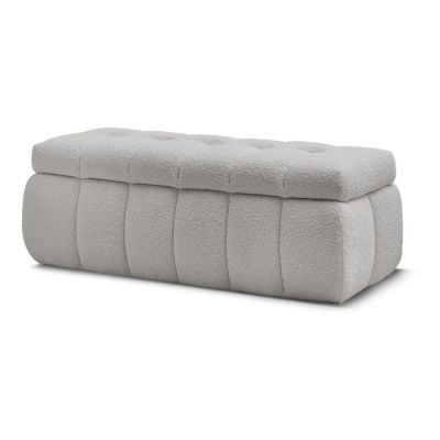 Bancă gri deschis cu tapițerie din țesătură bouclé Mont Blanc – Bobochic Paris