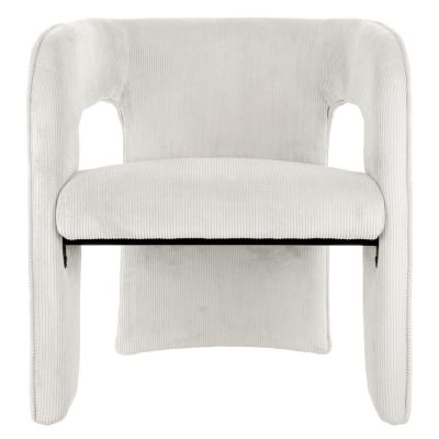 Fotoliu alb cu tapițerie din catifea reiată Vigor – Leitmotiv