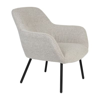 Fotoliu alb cu tapiÈu009Berie din Èu009BesÄu0083turÄbouclÃ© Dude âu0080White Label