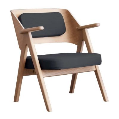 Fotoliu din lemn de stejar Findahl Hammel Me Tube, gri Ã®nchis