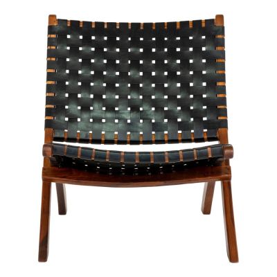 Fotoliu din piele neagră cu țesătură Perugia - House Nordic