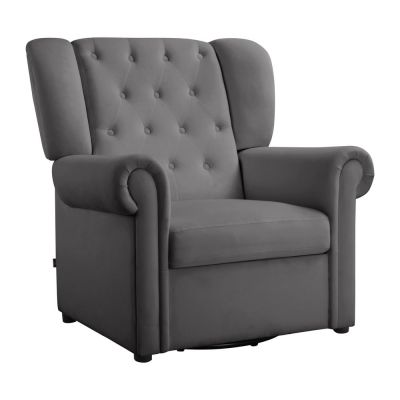 Fotoliu gri balansoar/chesterfield cu tapiÈu009Berie din catifea Lillyse âu0080StÃ¸raa