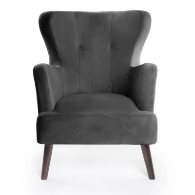 Fotoliu gri închis wing cu tapițerie din catifea Noemye – Bonami Selection