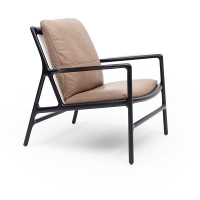 Fotoliu negru-bej cu tapițerie din piele Dedo – Gazzda