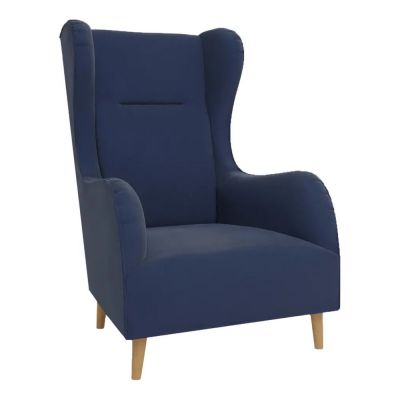 Fotoliu wing albastru cu tapiÈu009Berie din catifea Carole âu0080Ropez