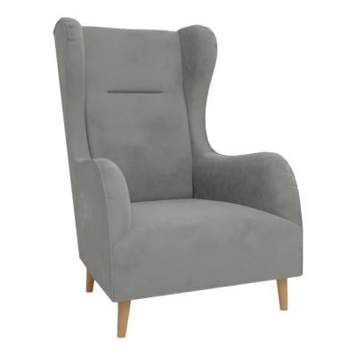 Fotoliu wing gri deschis cu tapiÈu009Berie din catifea Carole âu0080Ropez