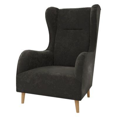 Fotoliu wing gri închis cu tapițerie din catifea Carole – Ropez