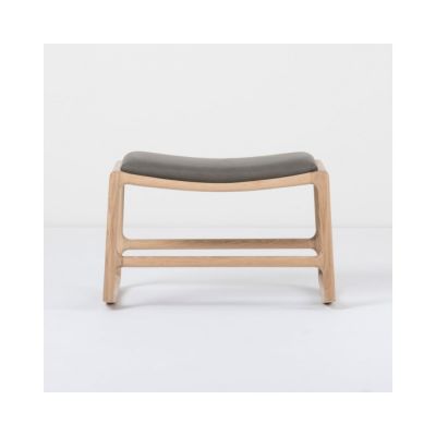 Taburet din piele bovină cu structură din lemn masiv de stejar Gazzda Dedo, gri