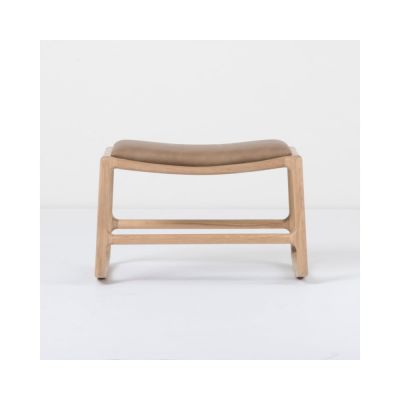 Taburet din piele bovină cu structură din lemn masiv de stejar Gazzda Dedo, maro