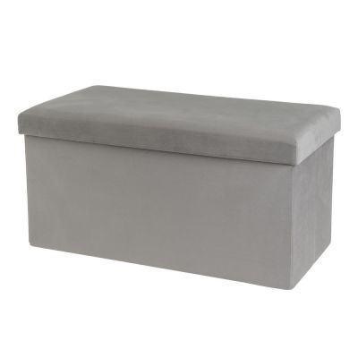 Taburet gri deschis cu tapițerie din catifea Estela – Casa Selección