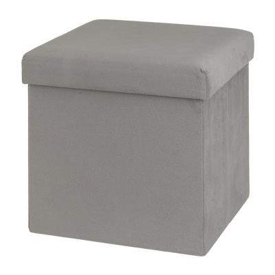 Taburet gri deschis cu tapițerie din catifea Estela – Casa Selección