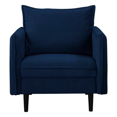 Fotoliu albastru închis cu tapițerie din catifea Juli – Ropez