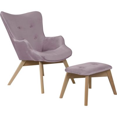 Fotoliu cu taburet mov lavandÄcu tapiÈu009Berie din catifea Niko âu0080Ropez