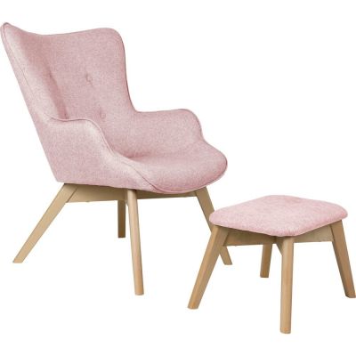 Fotoliu cu taburet roz deschis Niko âu0080Ropez