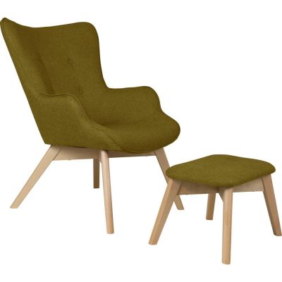 Fotoliu cu taburet verde Niko âu0080Ropez