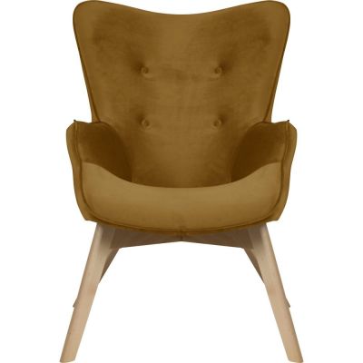 Fotoliu galben muștar cu tapițerie din catifea Niko – Ropez