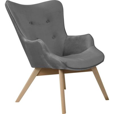 Fotoliu gri cu tapiÈu009Berie din catifea Niko âu0080Ropez